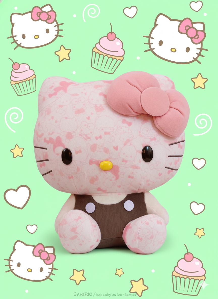 Hello Kitty 45th Anniversary Overprint 13" Big Plush
